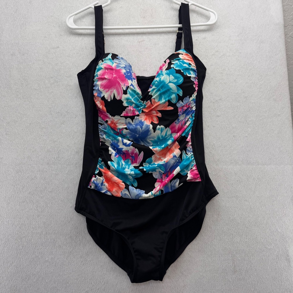 Rose Marie Reid Floral One Piece Swimsuit‎ Tummy Control Lined US 14 Summer